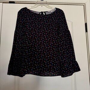Ann Taylor Loft Black Multi Print Blouse